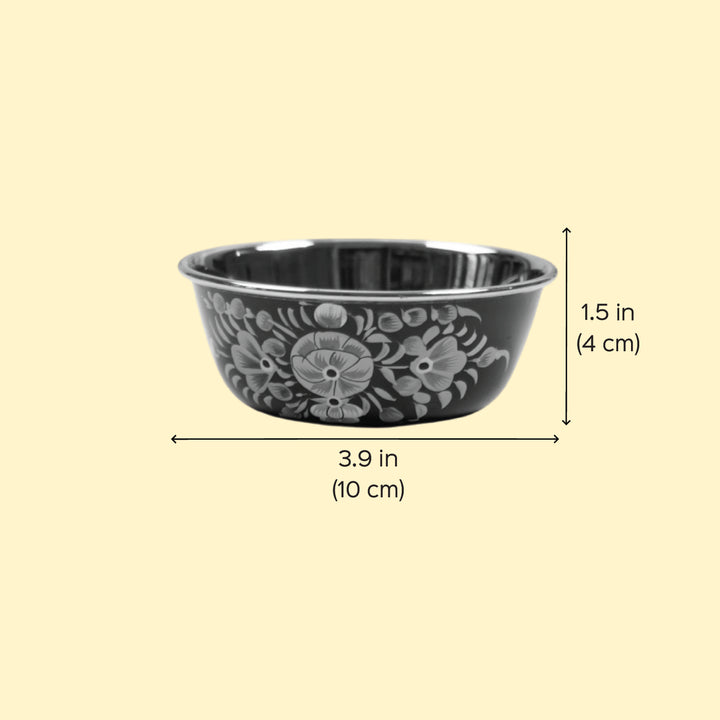 2Pc | Hand-Painted Floral Kashmiri Art Stainless Steel Small Bowls