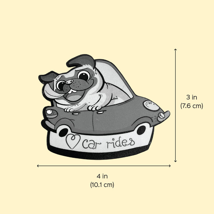 Printed Dog Theme "Car Rides" MDF Wood Fridge Magnet