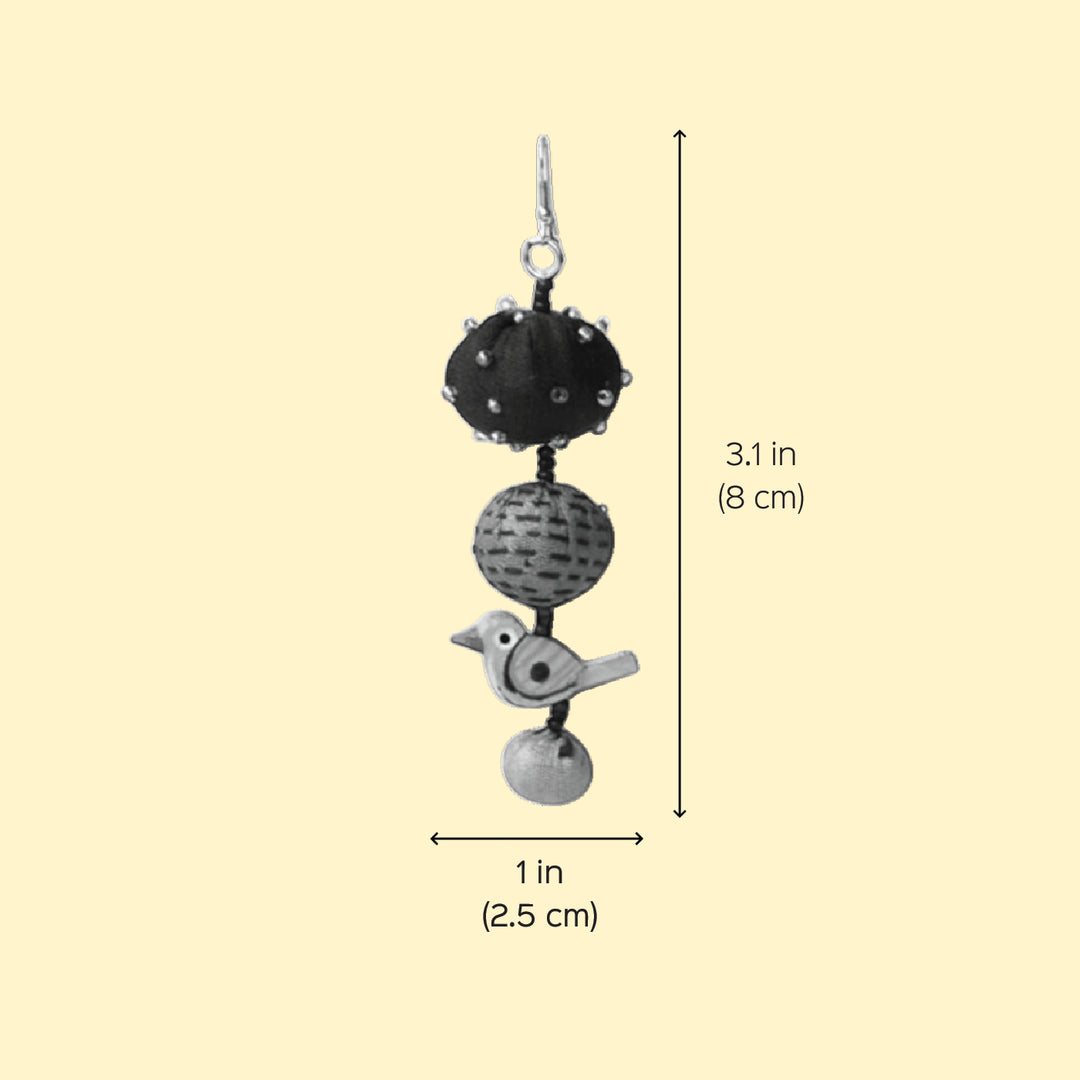 Handmade Textile Art Parrot Charm Dupion Silk Fabric Earrings