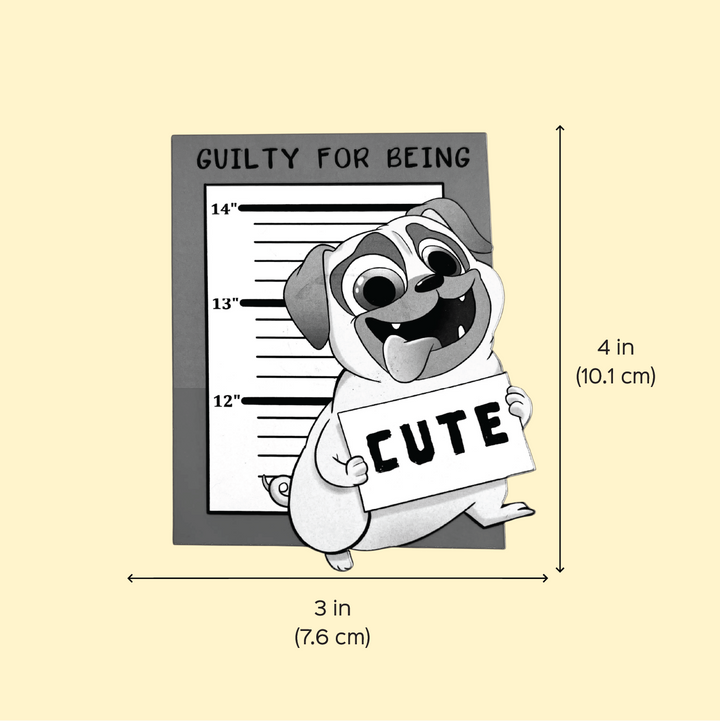 Printed Dog Theme "Guilty For Being Cute" MDF Wood Fridge Magnet