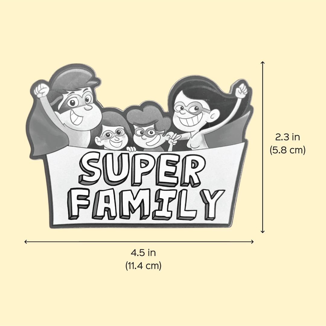 Printed "Super Family" MDF Wood Fridge Magnet