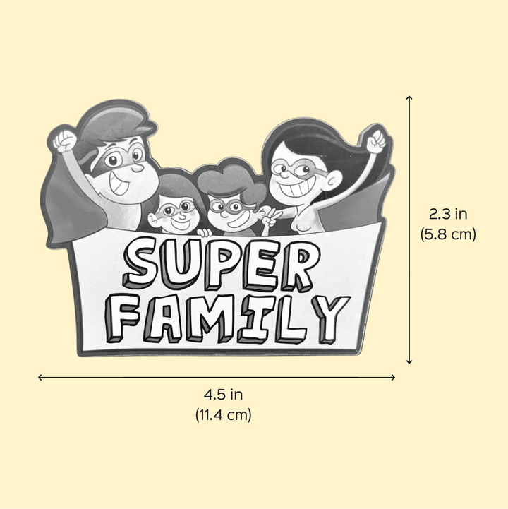 Printed "Super Family" MDF Wood Fridge Magnet
