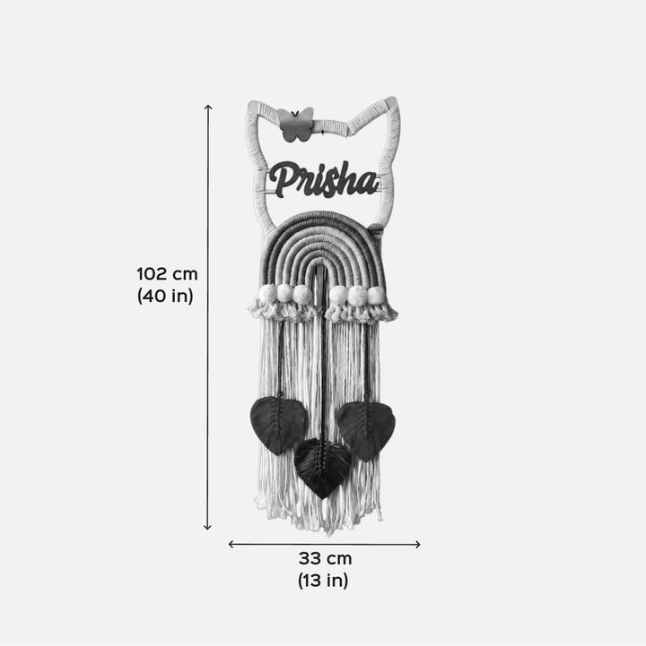 Personalized Macrame Kitty Theme Kids Name Plate