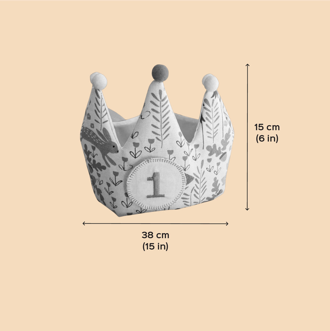 Handmade Green Upcycled Fabric Brithday Crown with Age Sticker
