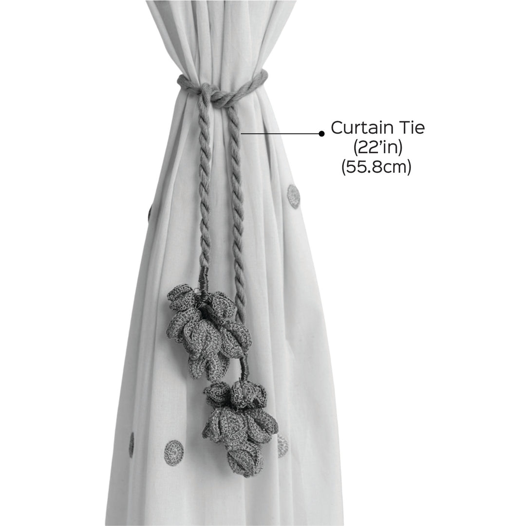 Handmade Kono Beige Triple Flower & Beads Curtain Tie Backs | Set of 2