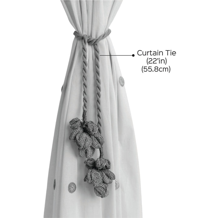 Handmade Kono Beige Triple Flower & Beads Curtain Tie Backs | Set of 2