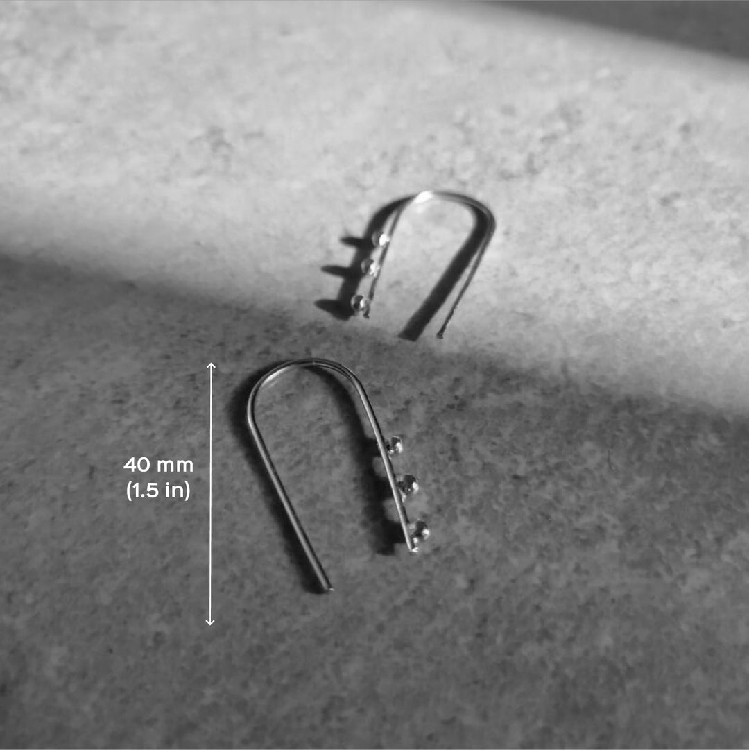 Contemporary U Hook With Balls Earrings | 18 K Gold Dipped