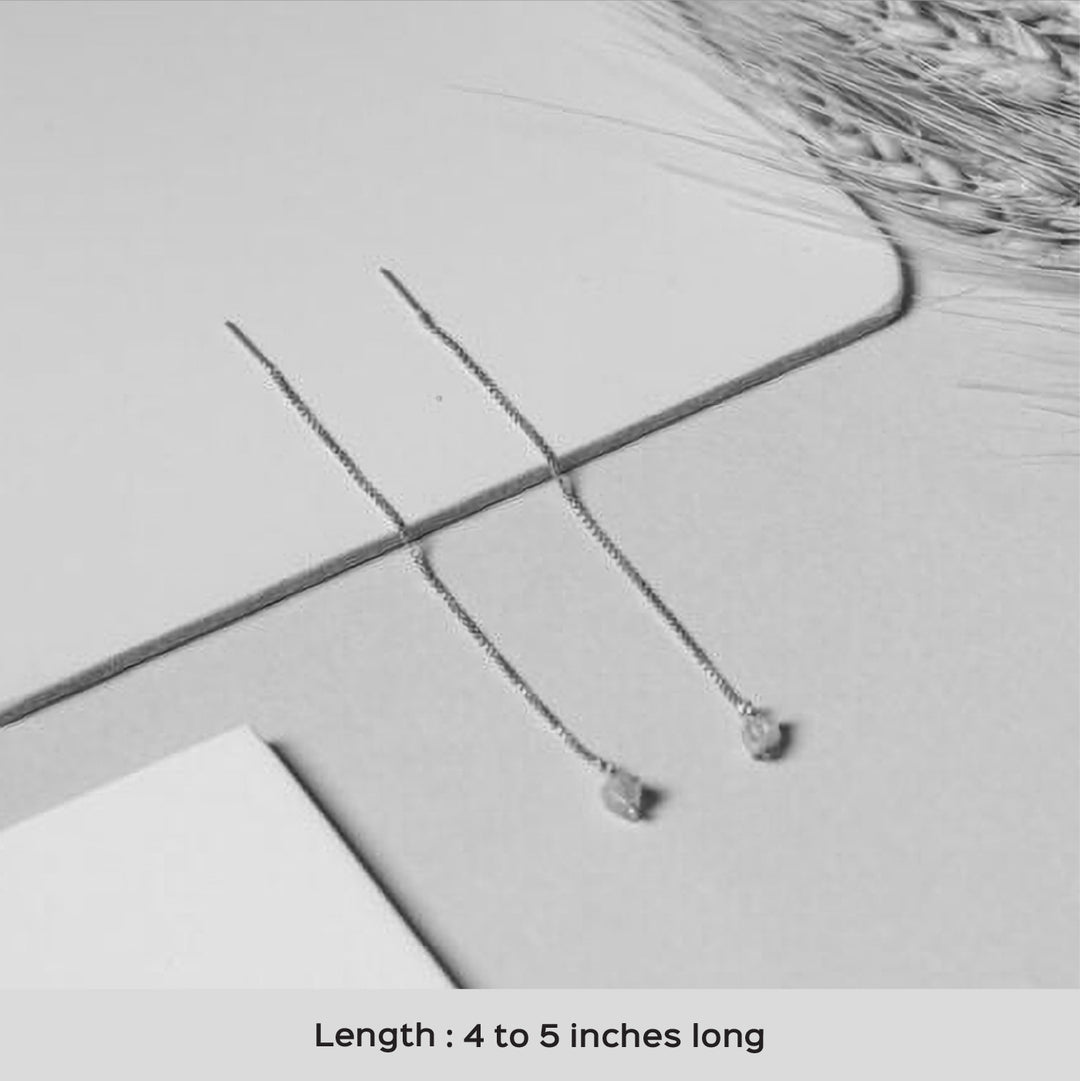 Modern Aquamarine Threaders Earrings | 18 K Gold Dipped