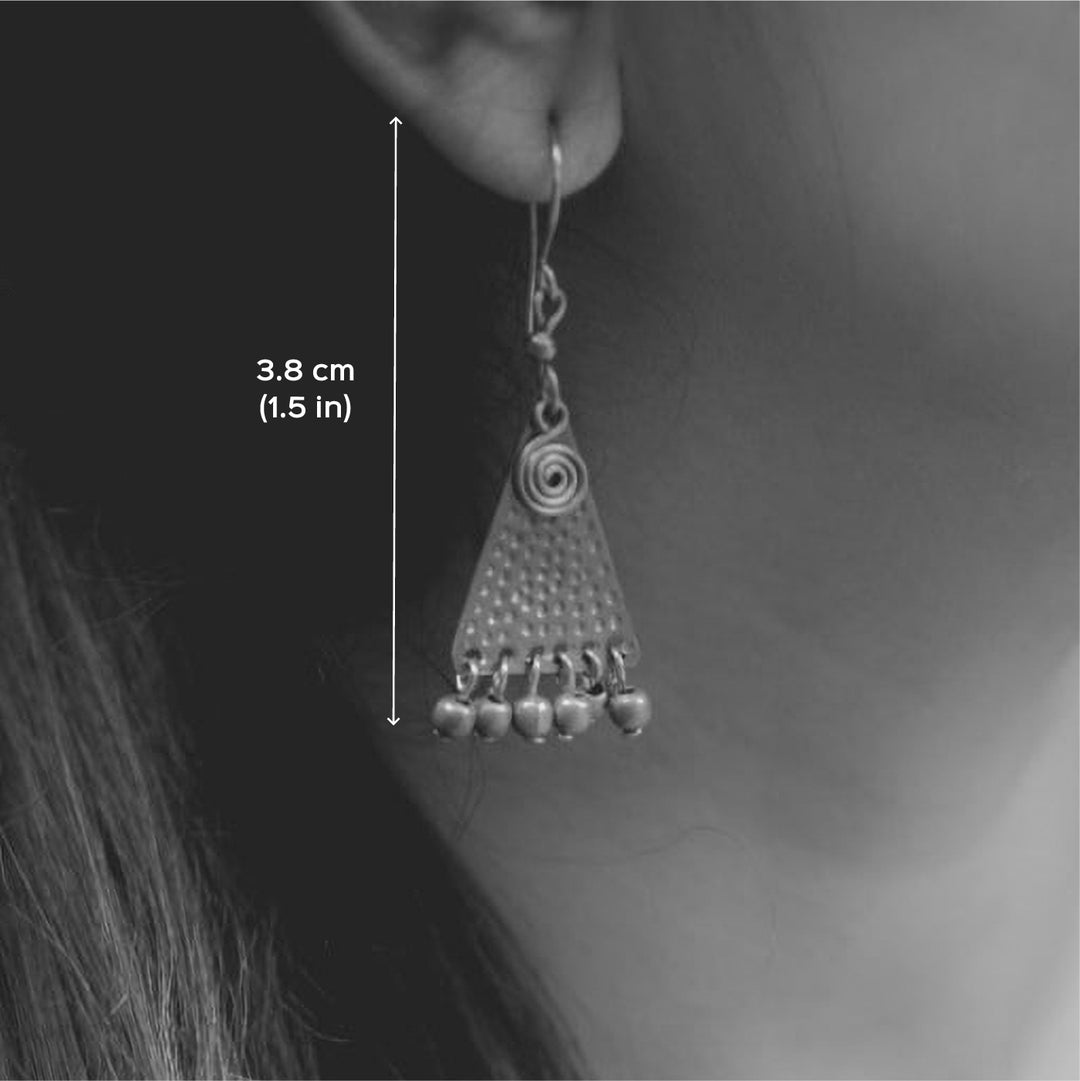 Modern Mixed Metal Beaten Triangle Earrings