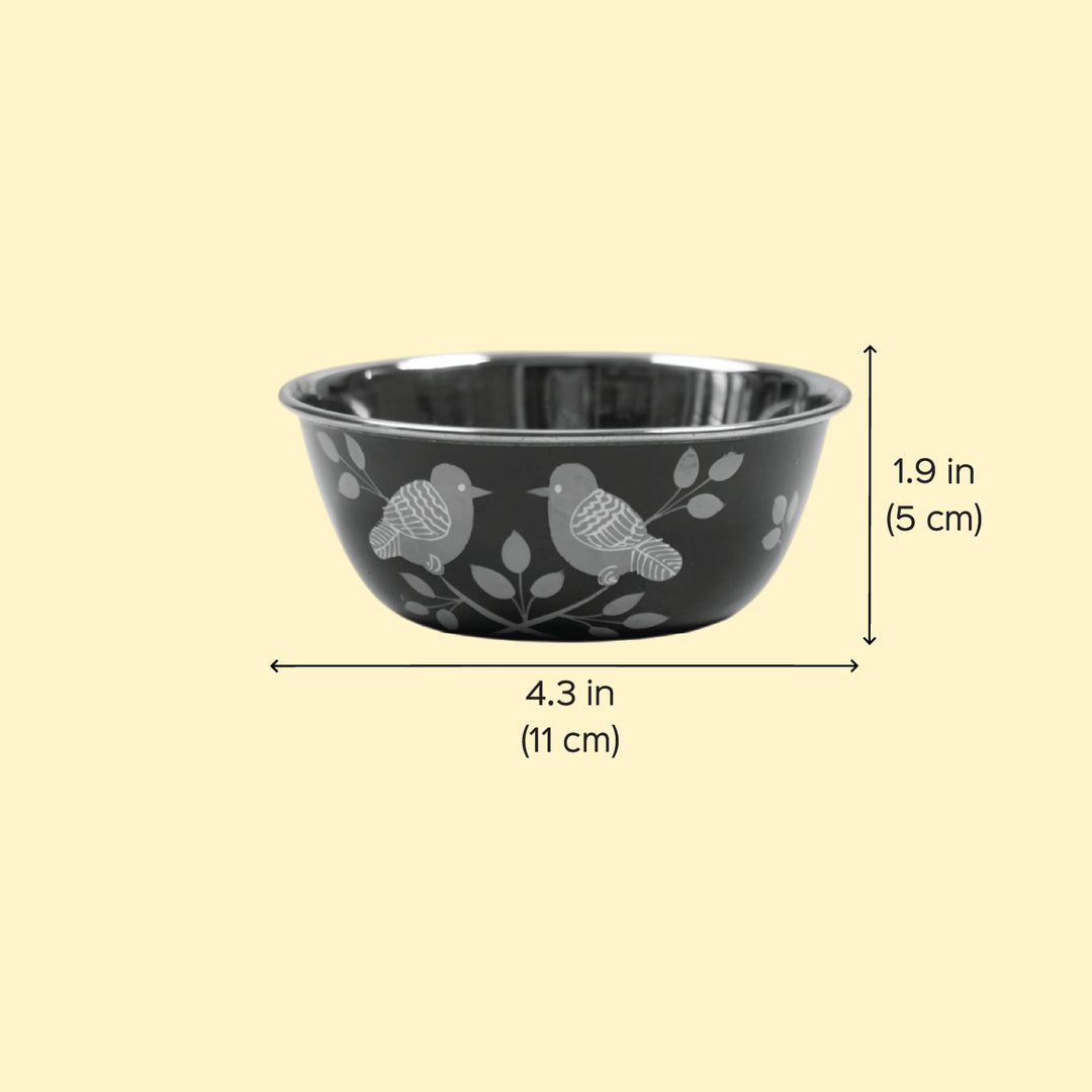 2Pc | Hand-Painted Floral Kashmiri Art Stainless Steel Medium Bowls