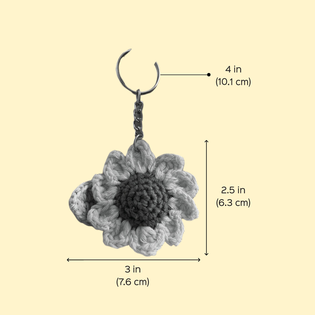 Handmade Crochet Sunflower Cotton Bag Charm