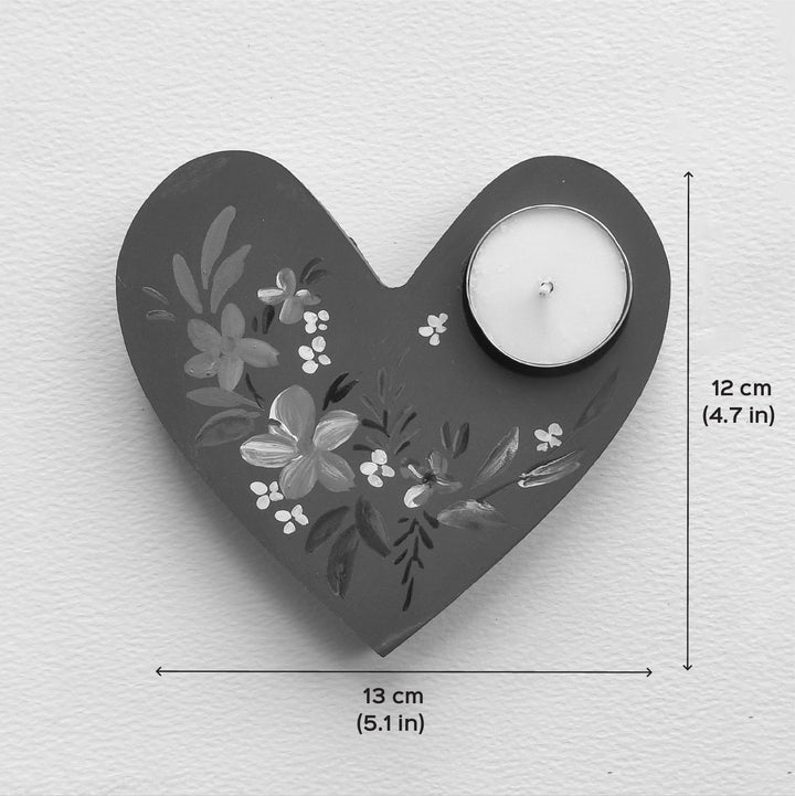 Hand-Painted Blue Heart MDF Tealight Holder