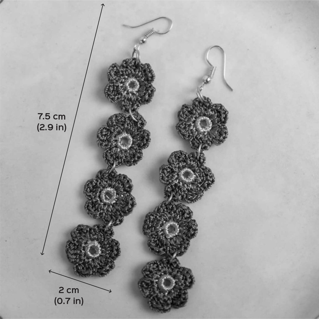 Handmade Crochet Blue Daisies Earrings