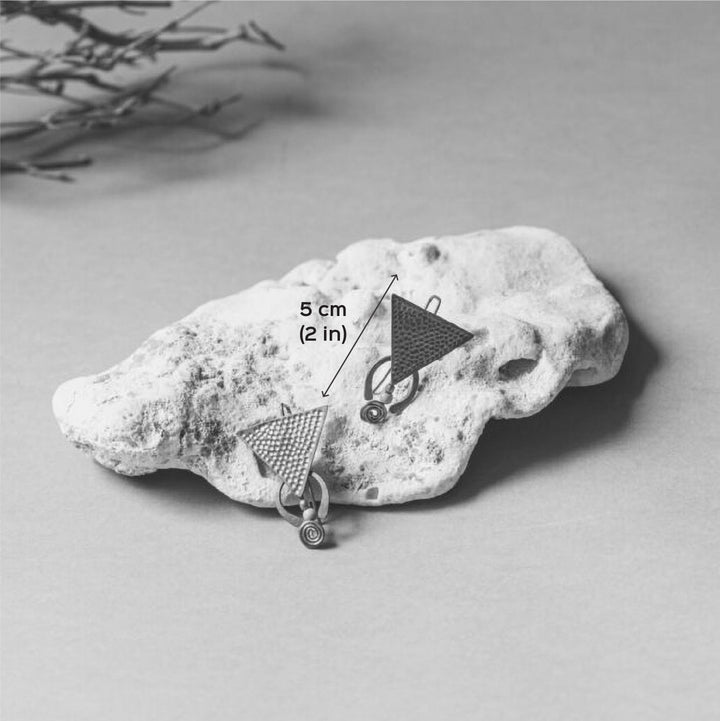 Modern Upside Down Beaten Triangular Horse Shoe Earrings