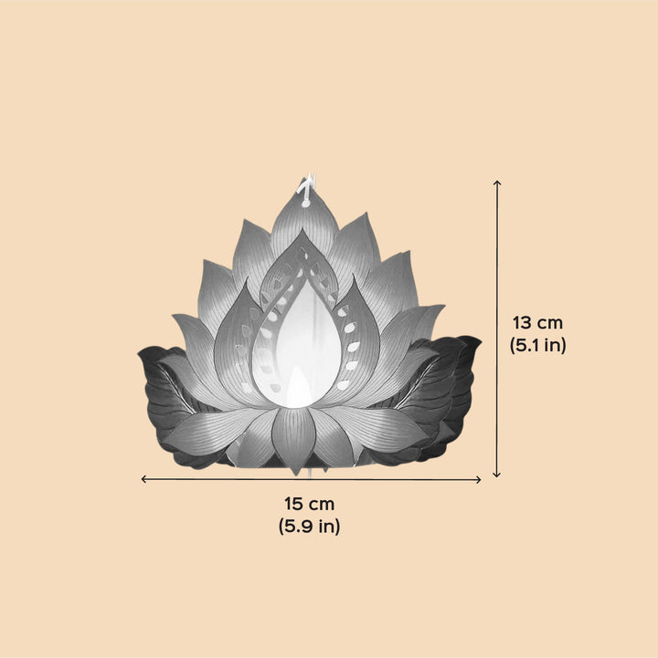 Handmade Hanging Lotus Diya Design With Electric Tealights | Set Of 4