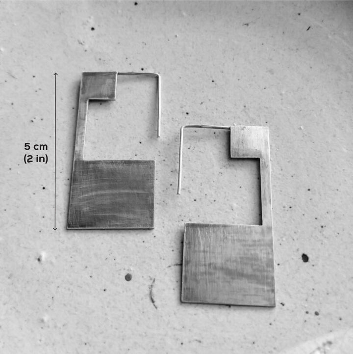 Statement Square Gold Plated Brass Earrings