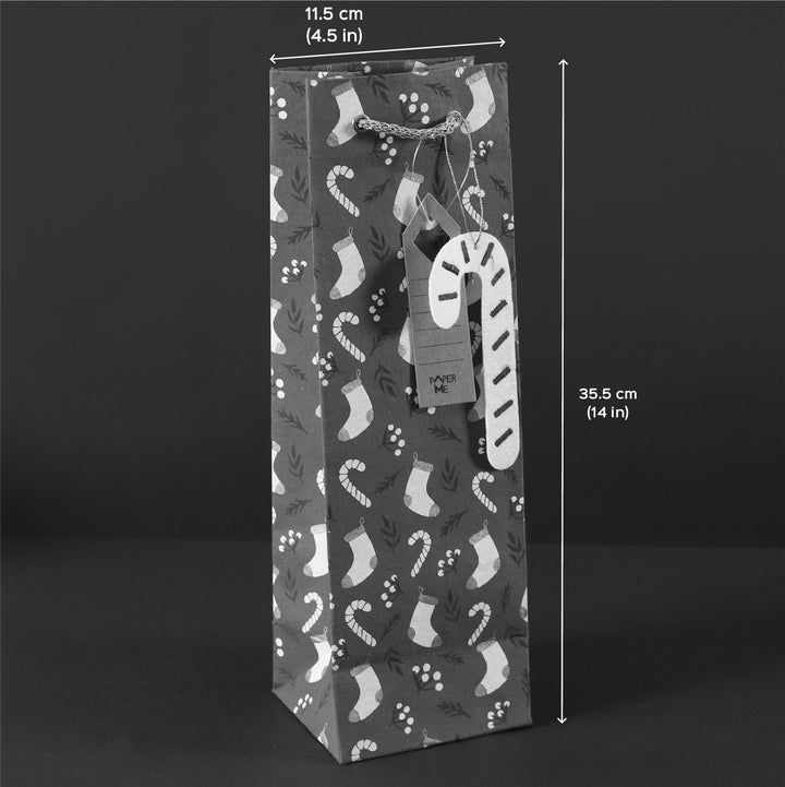 3 Pc | Handmade Red Paper Stocking Wine Bag