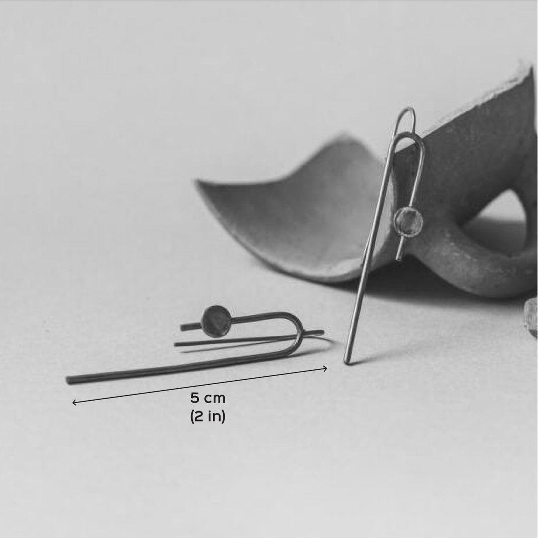 Handmade U Shaped Hook With Disc Brass Earrings
