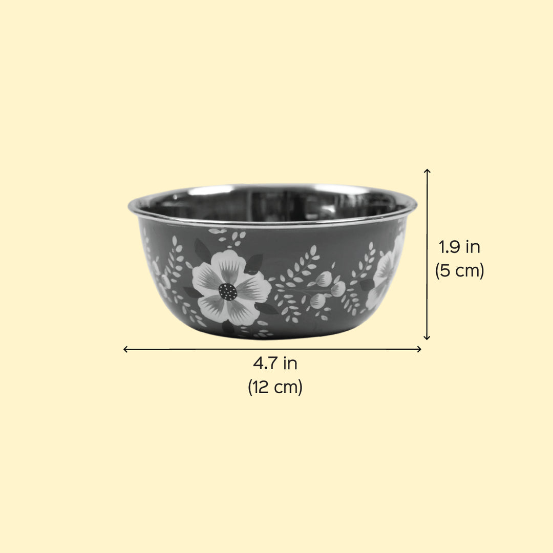2Pc | Hand-Painted Floral Kashmiri Art Stainless Steel Large Bowls