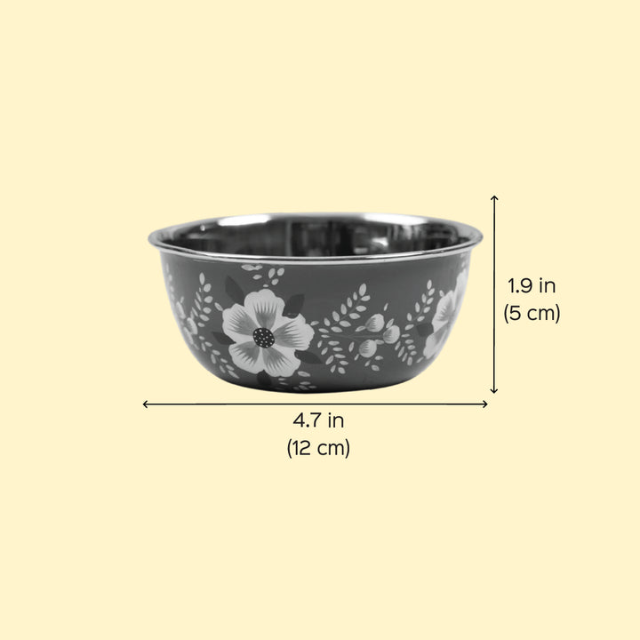 2Pc | Hand-Painted Floral Kashmiri Art Stainless Steel Large Bowls