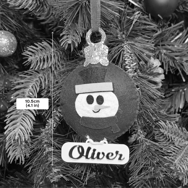 Personalized Handmade Cheerful Snowman Felt Ornament