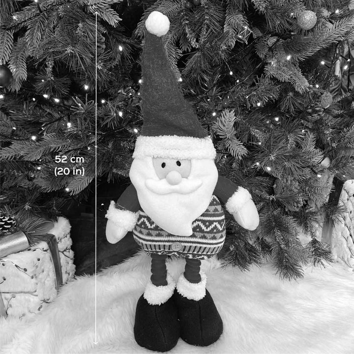 Handmade Santa Cozy Knit Festive Plush Figurine With Extendable Legs