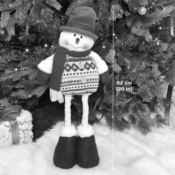 Handmade Snowman Cozy Knit Festive Plush Figurine With Extendable Legs