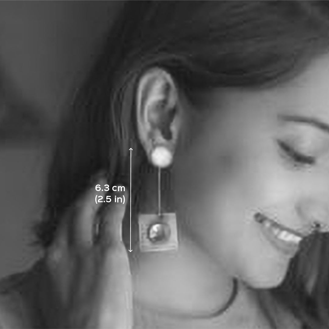 Contemporary Square Mixed Metal Jackets Earrings