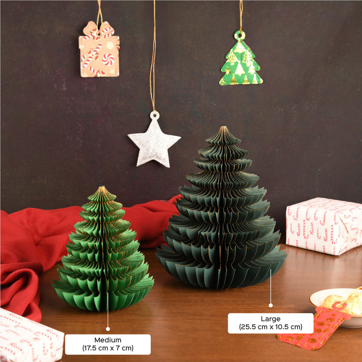 2 Pc | Handmade Paper Honeycomb Christmas Tree