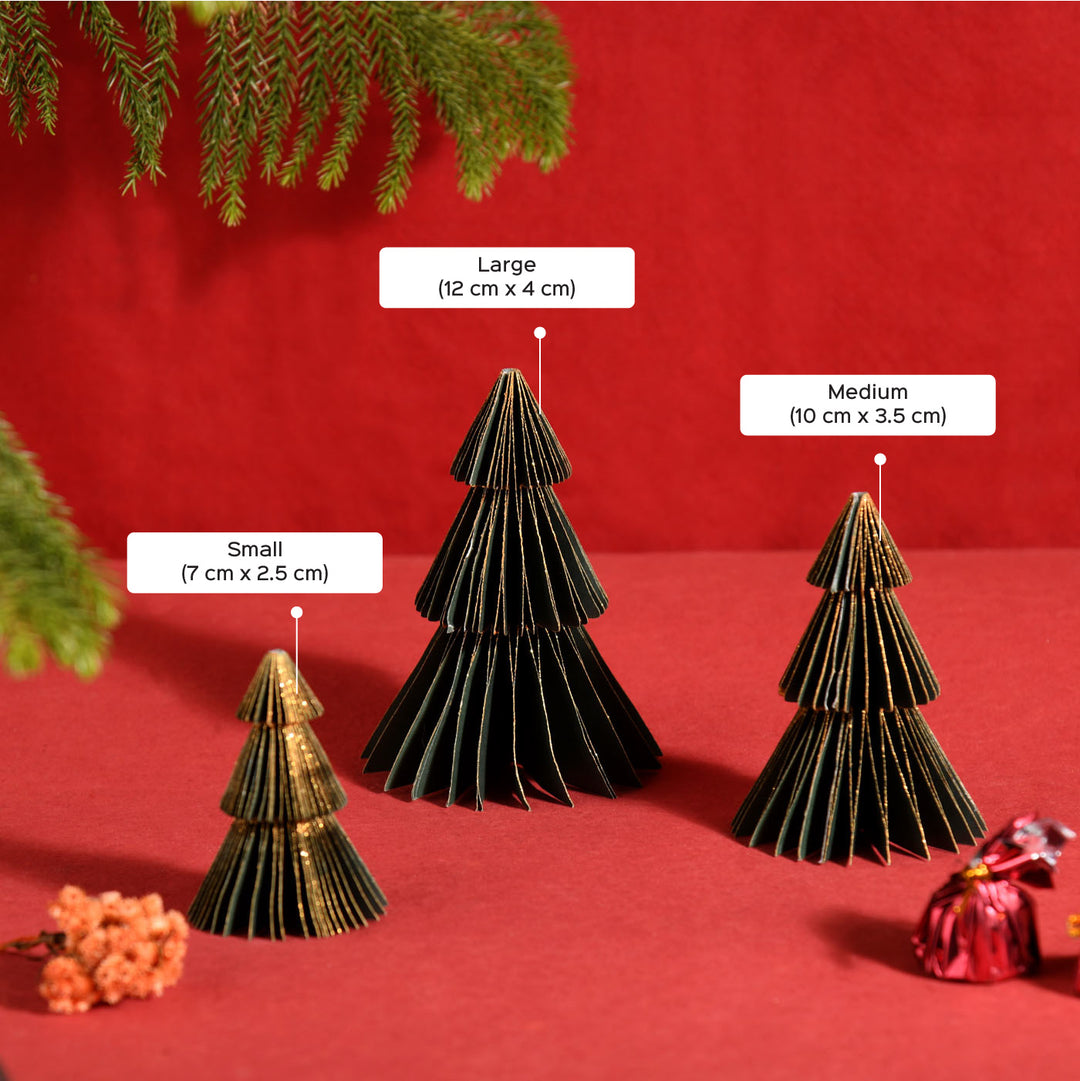 3 Pc | Handmade Paper Honeycomb Christmas Tree