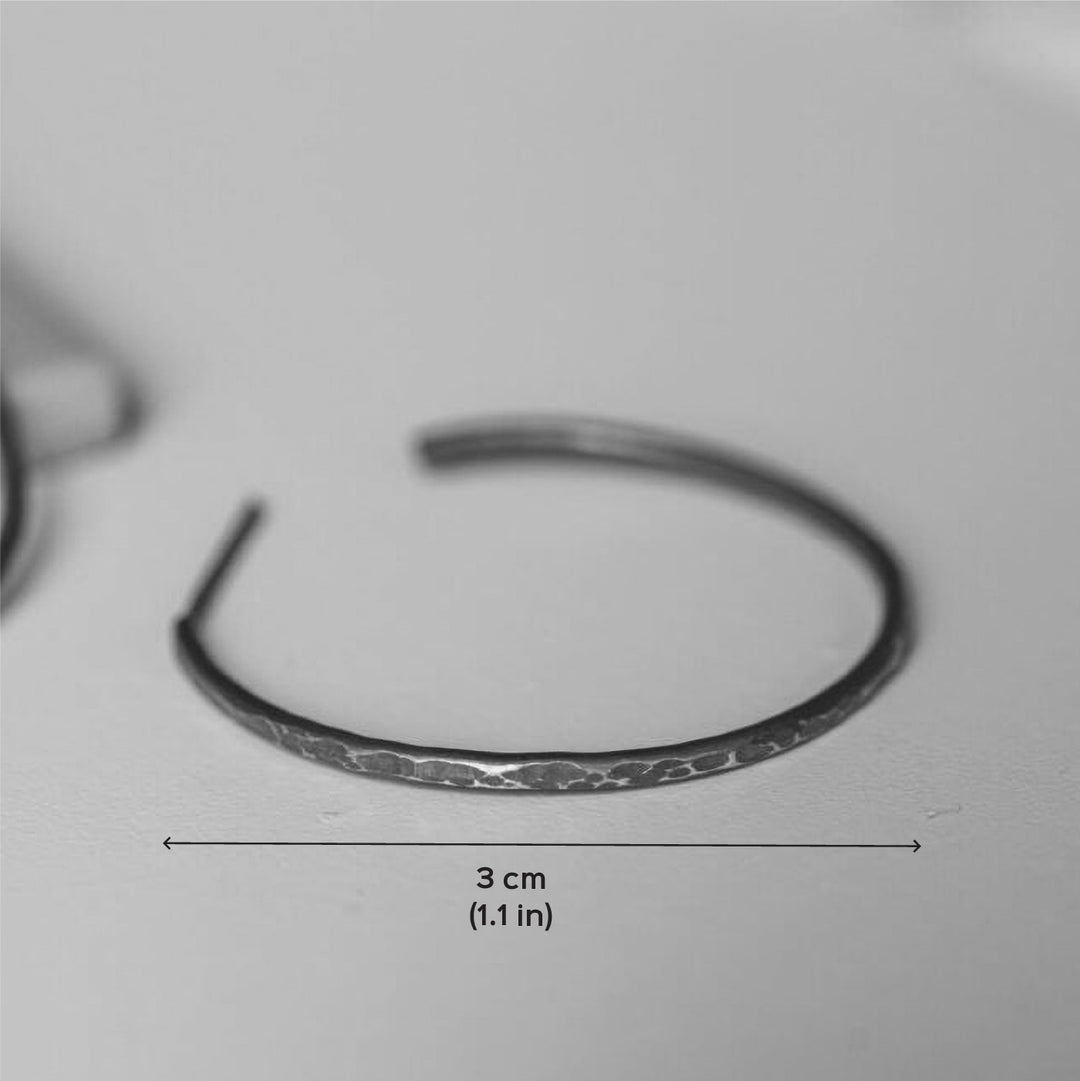 Handmade Textured Medium Hoops Brass Earrings