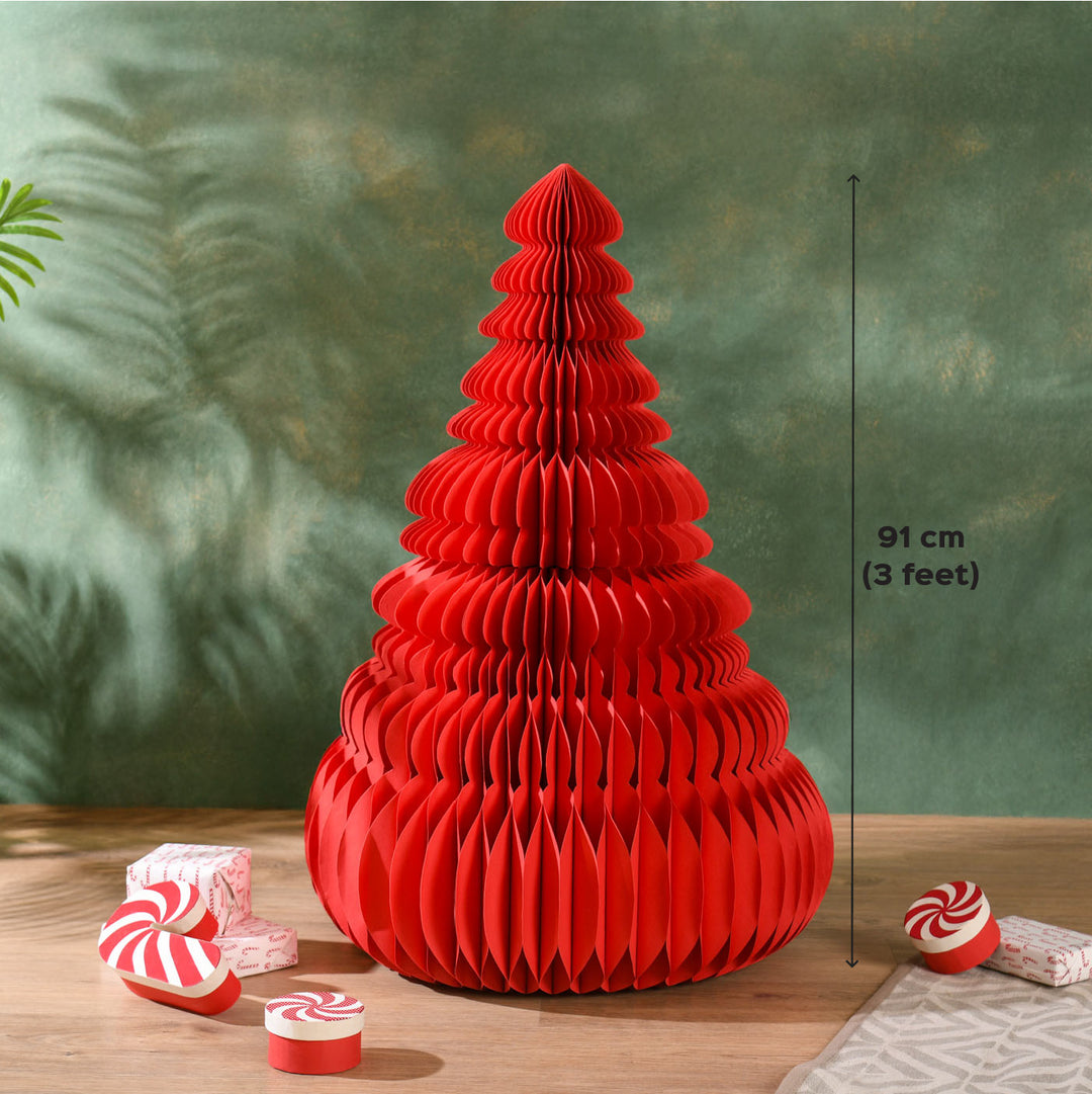 3 Feet | Handmade Paper Red Christmas Tree