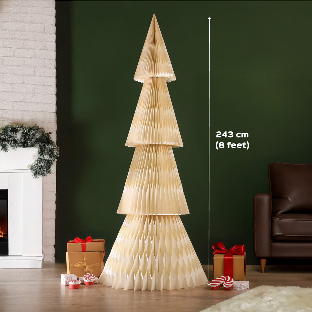 8 Feet | Handmade Paper White Christmas Tree