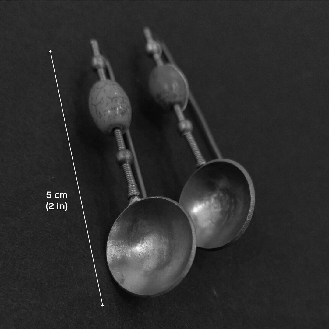 Contemporary Turquoise Dome Hooks Earrings