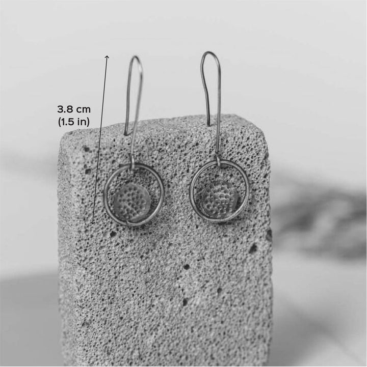 Handmade Beaten Circle Loop Brass Earrings