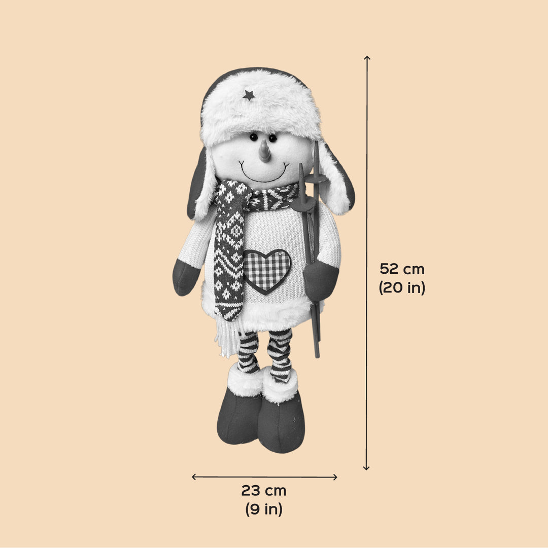 Snowman Nordic Holiday Skii Plush Figurine With Extendable Legs