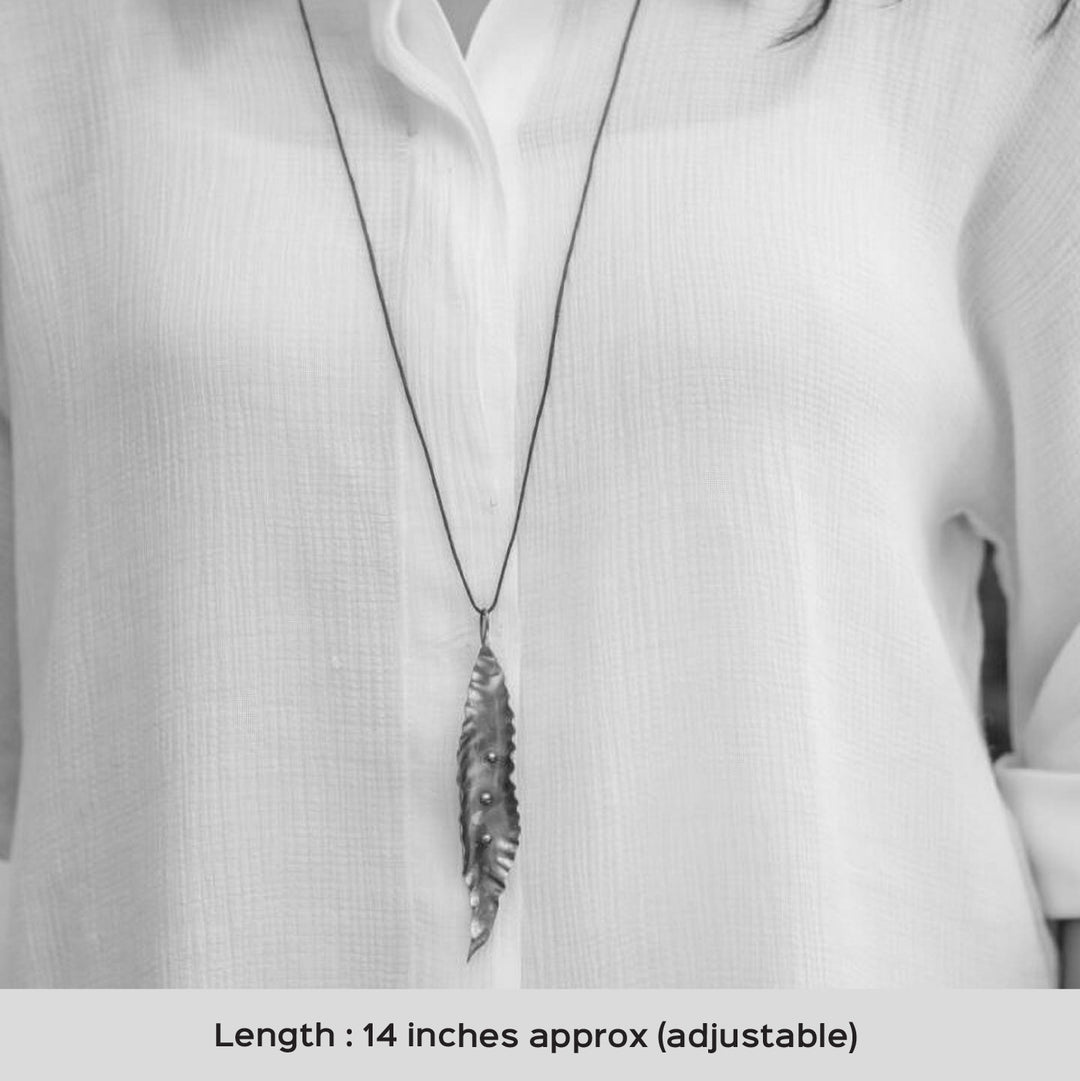 Handmade Leaf With Sphere Balls Brass Necklace