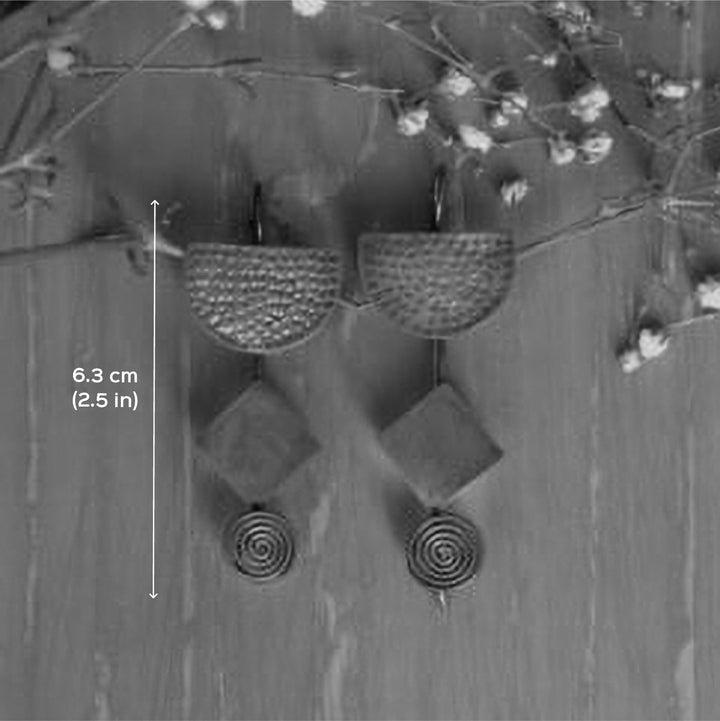 Contemporary Semicircular Beaten Hooks Copper Earrings