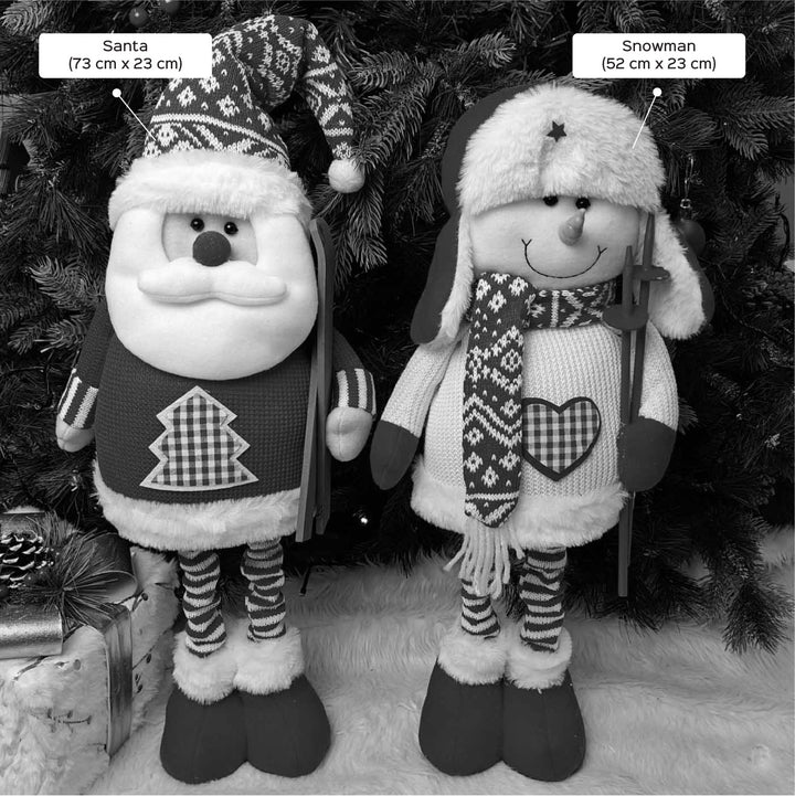 2 Pc | Nordic Holiday Skii Duo Plush Figurine With Extendable Legs