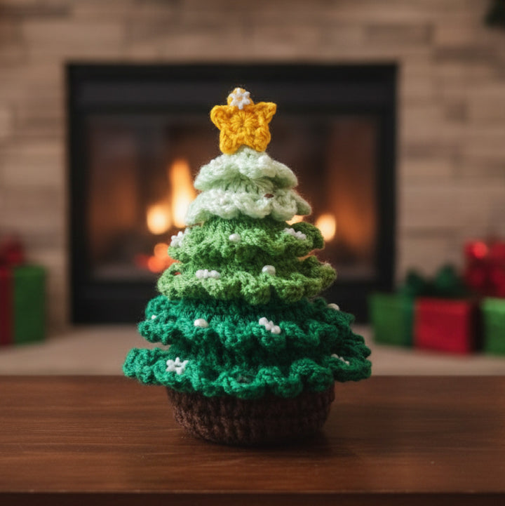 Handmade Crochet Christmas Tree For Table Decoration
