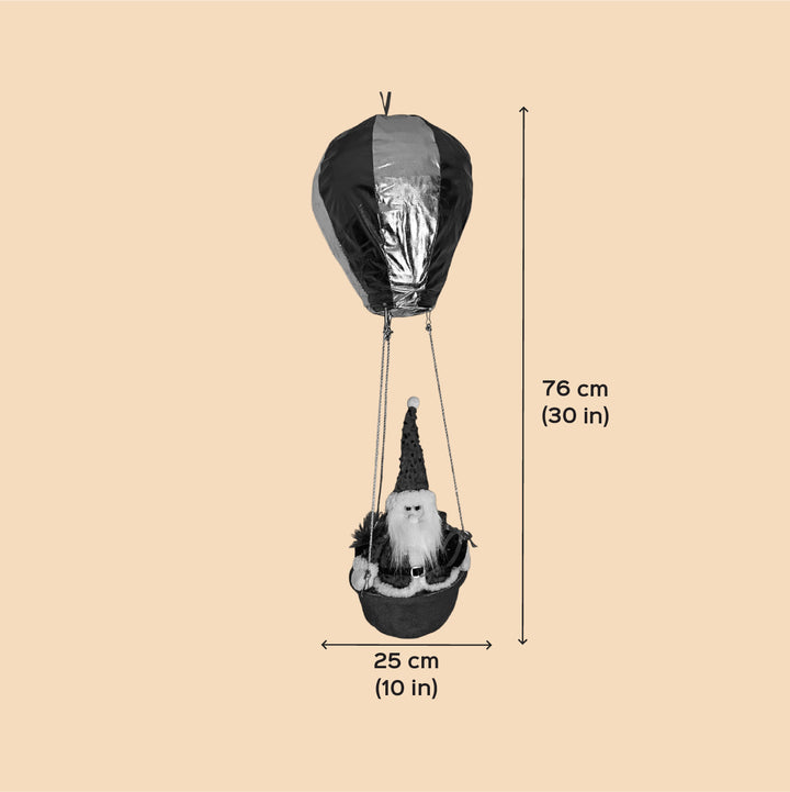 Handmade Hanging Santa In A Hot Air Balloon Figurine
