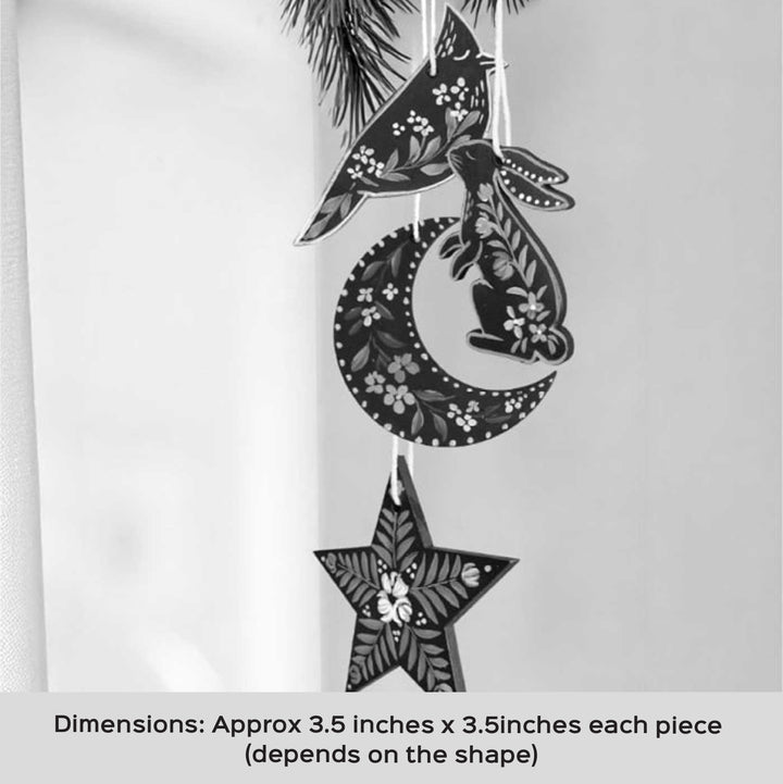 4 Pc | Handpainted Arctic Minis Blue Folk MDF Ornament Set