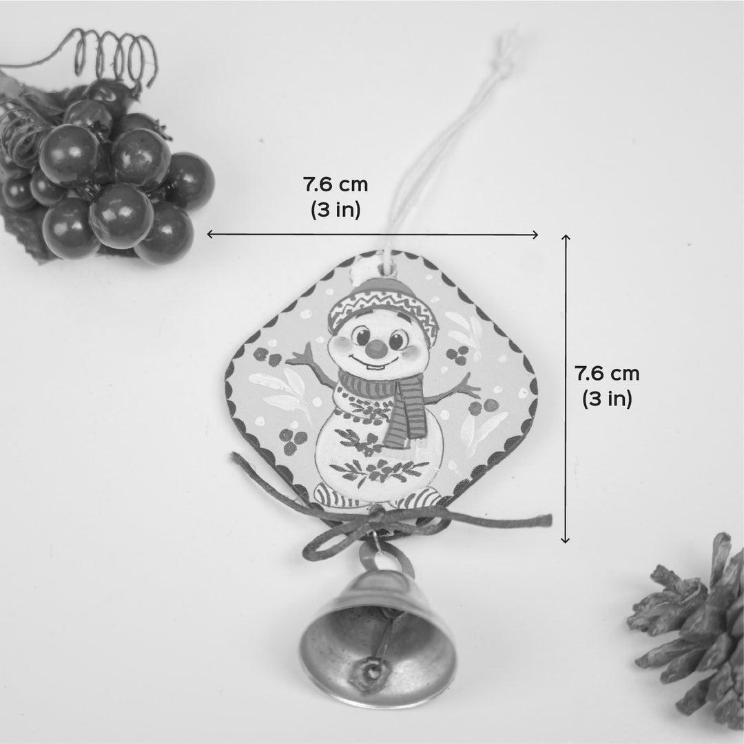 3 Pc | Handpainted  Woodland Jingle Trio Bell MDF Ornaments Set