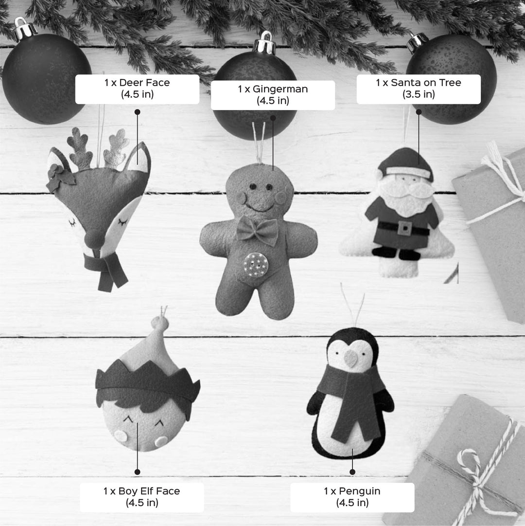 5 Pc | Colorful Felt Christmas Tree Hanging Ornaments