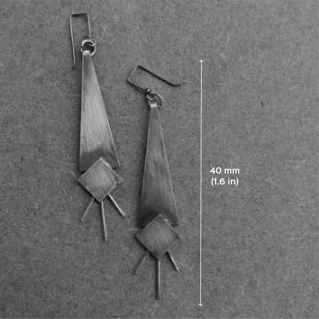 Contemporary Triangular And Square Spikes Earrings