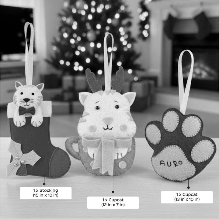 3 Pc | Personalized Felt Pet Christmas Ornament