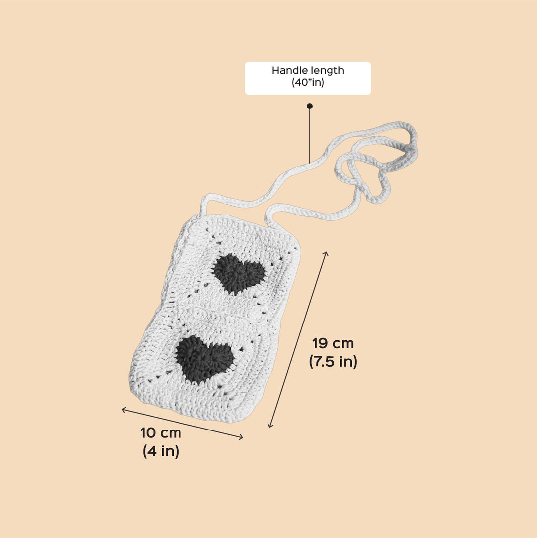 Handmade Crochet The Heart Cotton Mobile Sling Bag