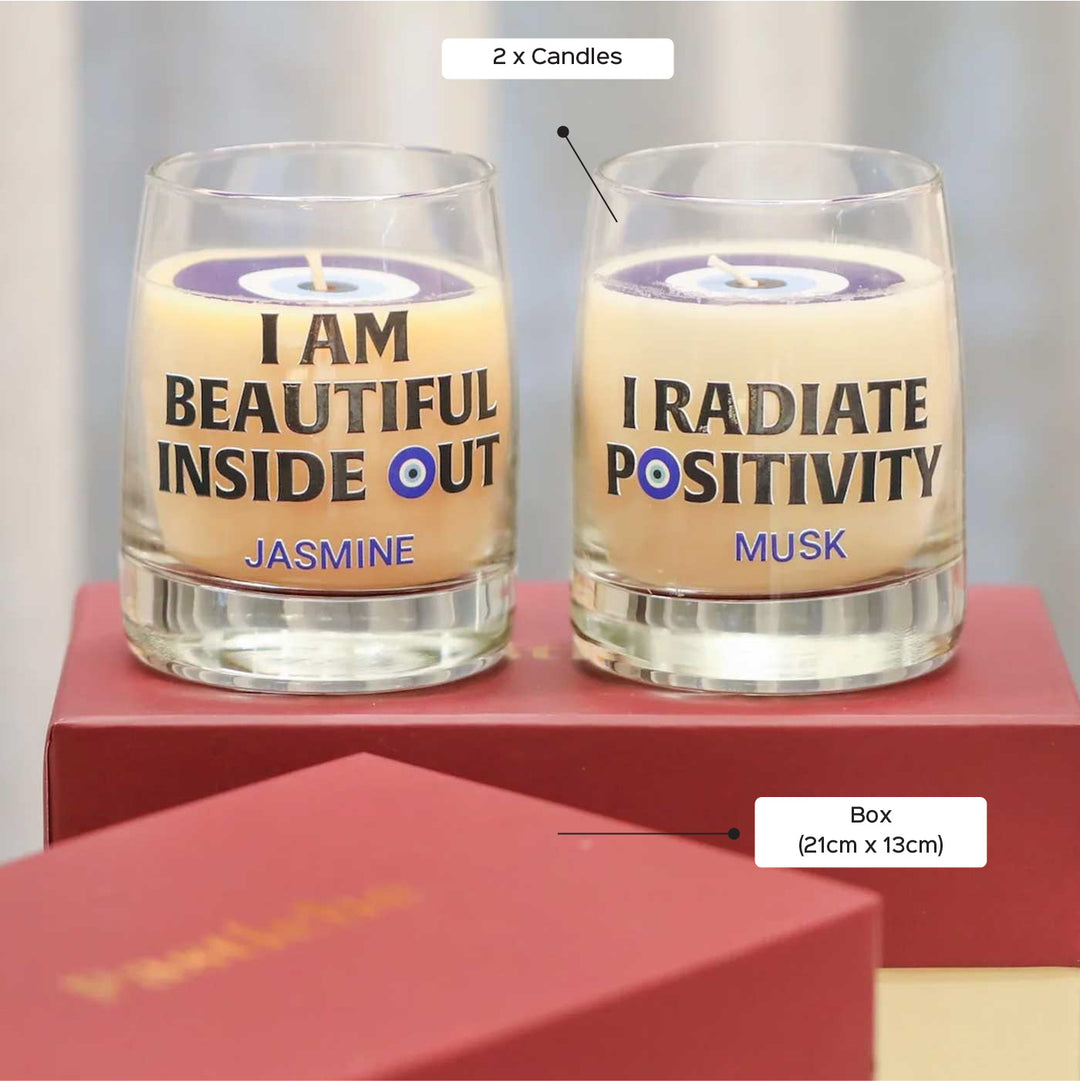 Handmade Evil Eye Design Wax Candle | Set Of 2