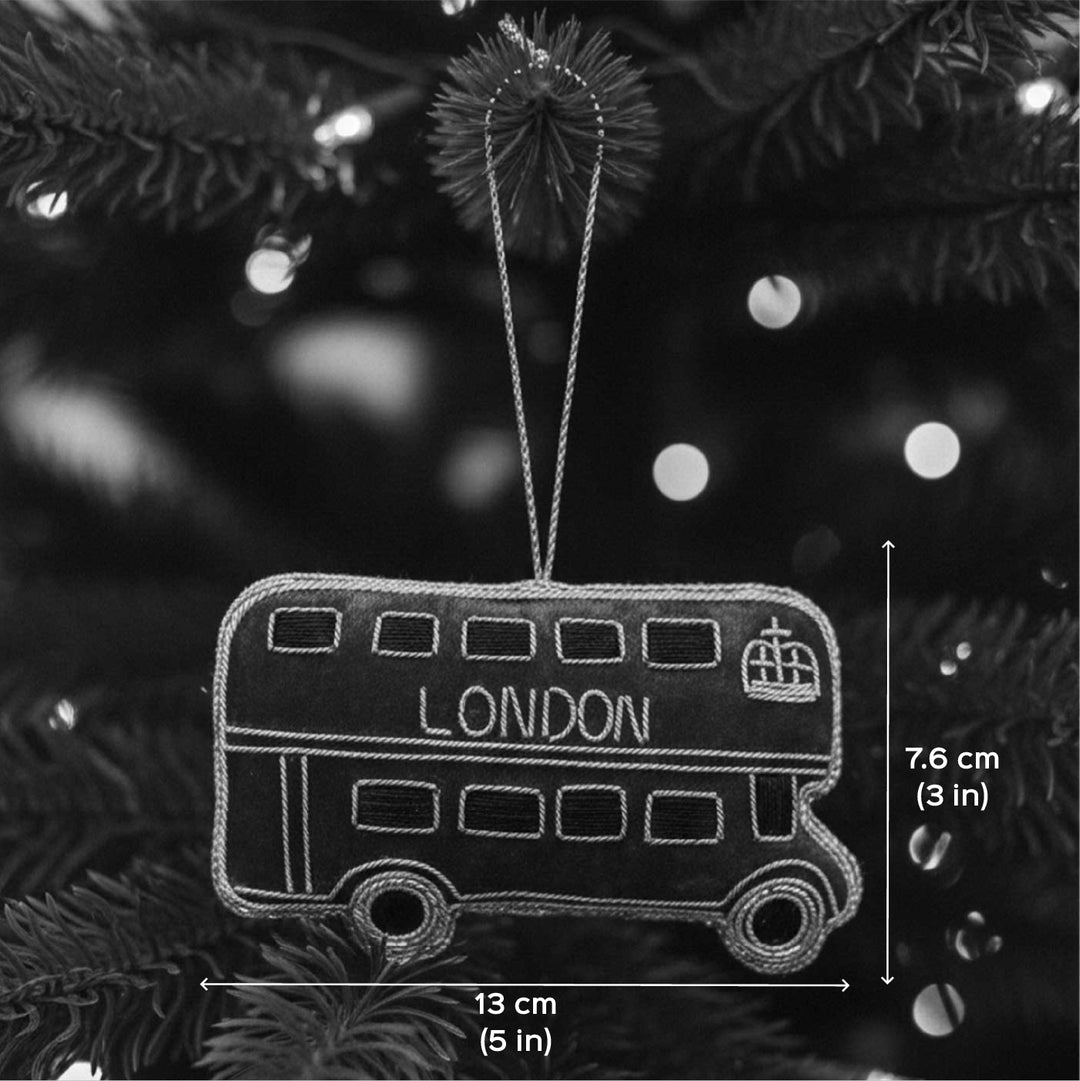 London Bus Cotton Premium Zardozi Embroidered Ornament