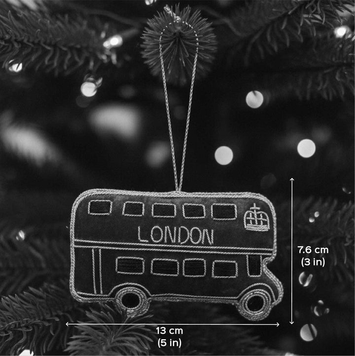 London Bus Cotton Premium Zardozi Embroidered Ornament